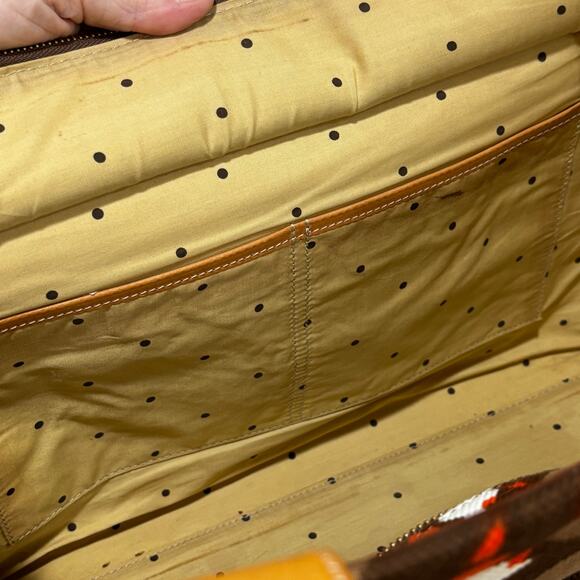 Kate Spade NY bold floral canvas satchel purse tote bag orange brown white - Picture 8 of 11